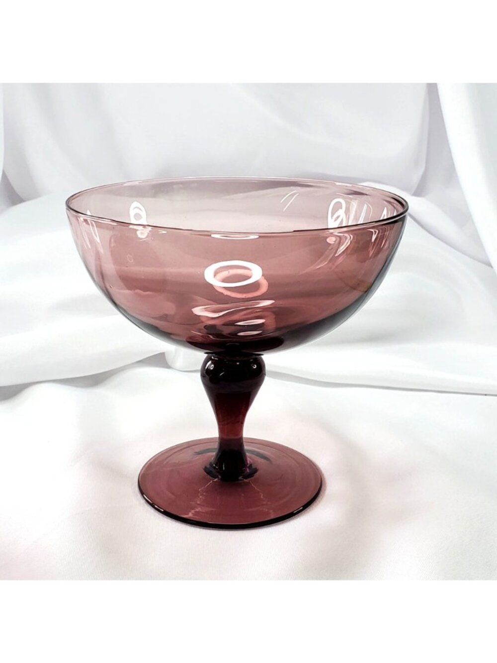 VTG Amethyst Wine Purple Glass Empoli Apothecary Compote Pedestal Candy Dish - Picture 10 of 13